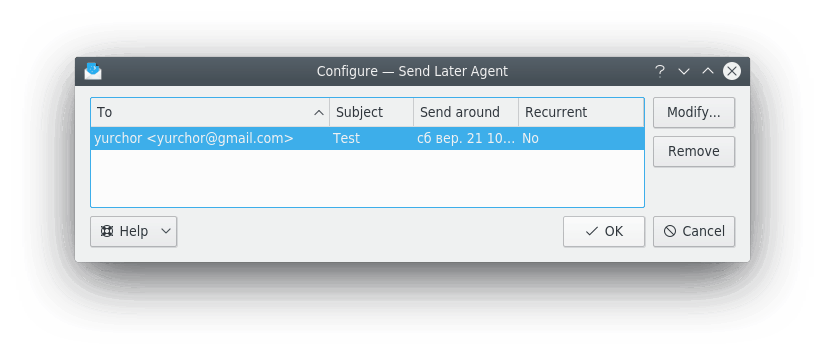Configurar Agente de enviar después