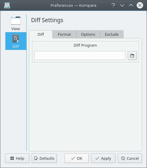 Preferencias Diff de Kompare