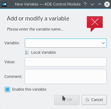 La finestra Modifica variabile.