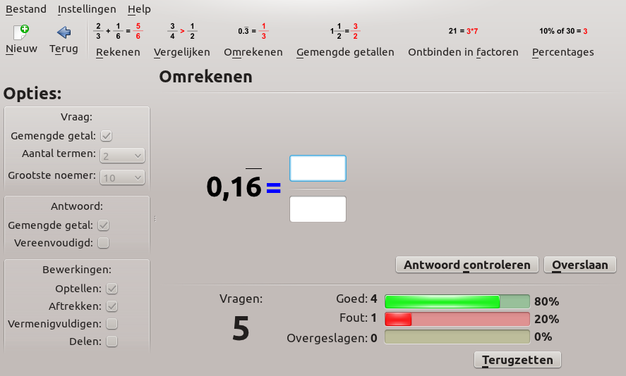 Oefening met omzetten