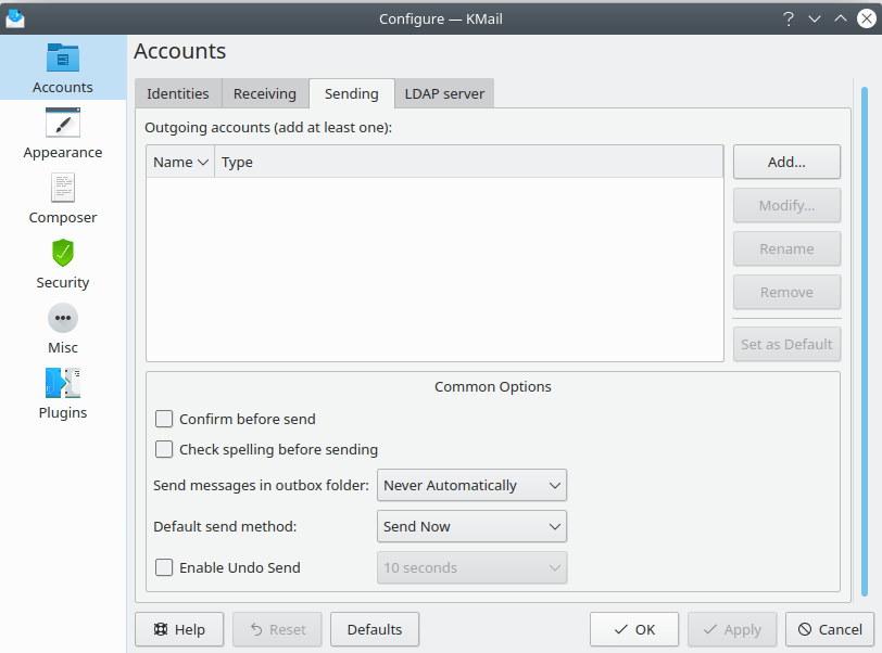 Account voor verzenden