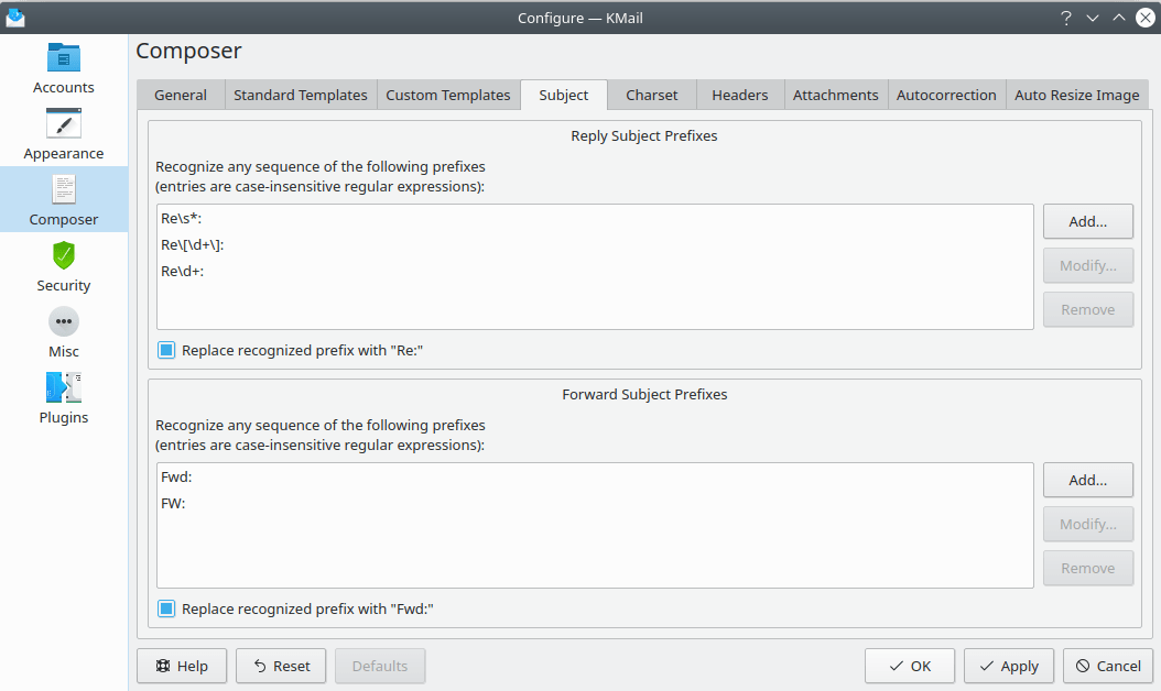 Onderwerp in de opsteller