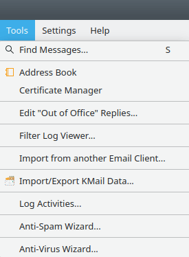 Het menu Hulpmiddelen