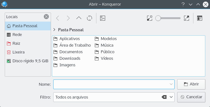 A janela para Abrir arquivo.