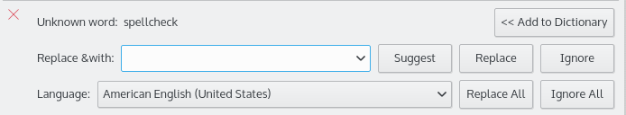 A janela de verificação ortográfica.