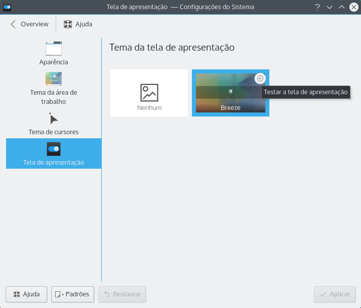 O módulo de gerenciamento da tela de abertura