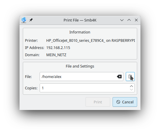 Диалог печати