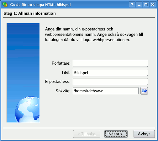 Fyll i informationen för ditt HTML-bildspel