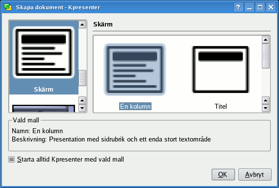 Välja en layout för den nya sidan