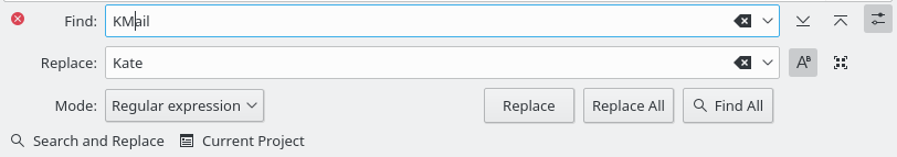 Sök- och ersättningsraden.
