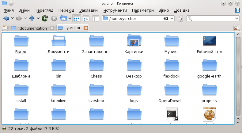 Ось знімок вікна Konqueror