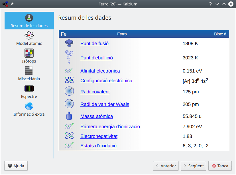 Diàleg informatiu del Kalzium