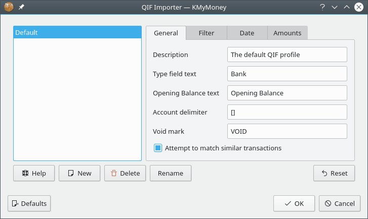 Editor del perfil QIF