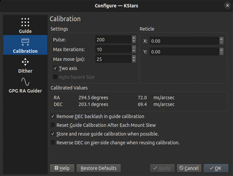 Configuració del calibratge