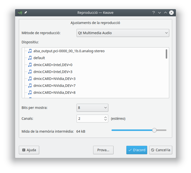 Captura de pantalla del connector «Configuració de la reproducció»