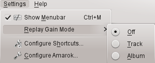 Das Amarok-Einstellungsmenü