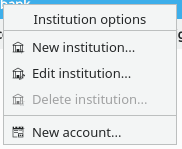 Kontextmenü „Geldinstitut“