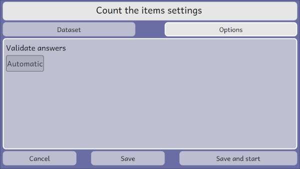 Select mode of activity "Count the items"