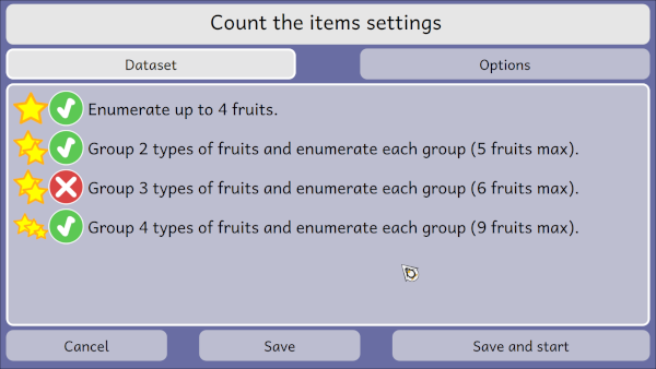 Dataset of activity "Count the items"