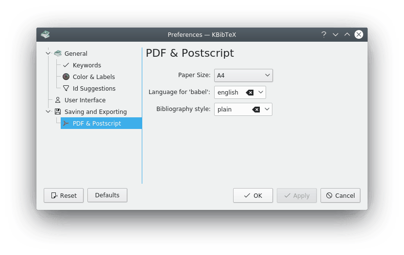 PDF & Postscript configuration