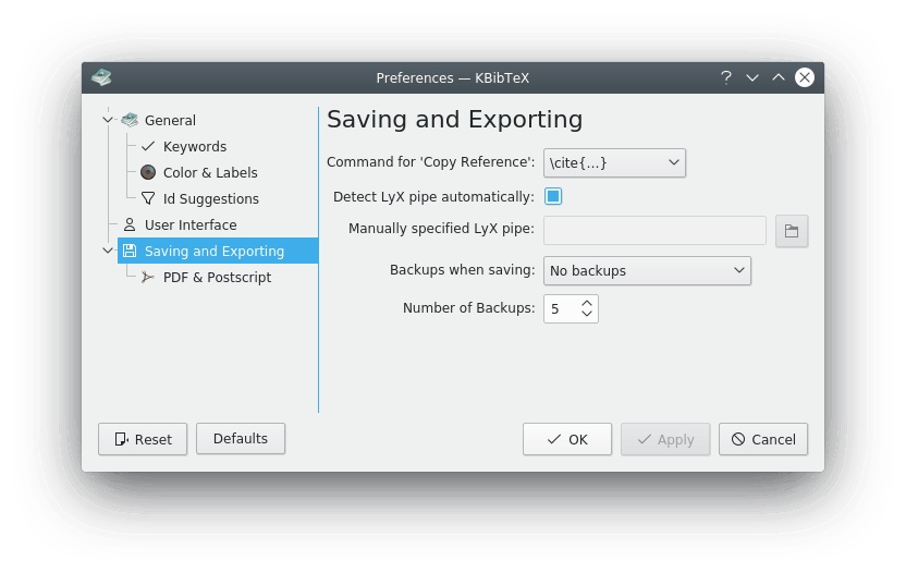 Saving and exporting configuration