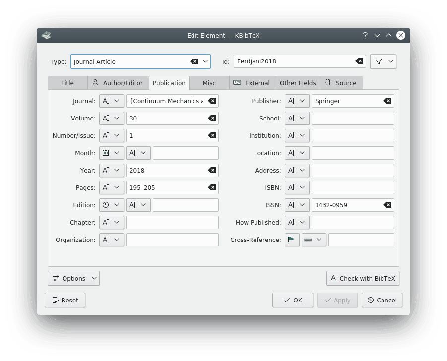 Publication tab of entry's editing dialog