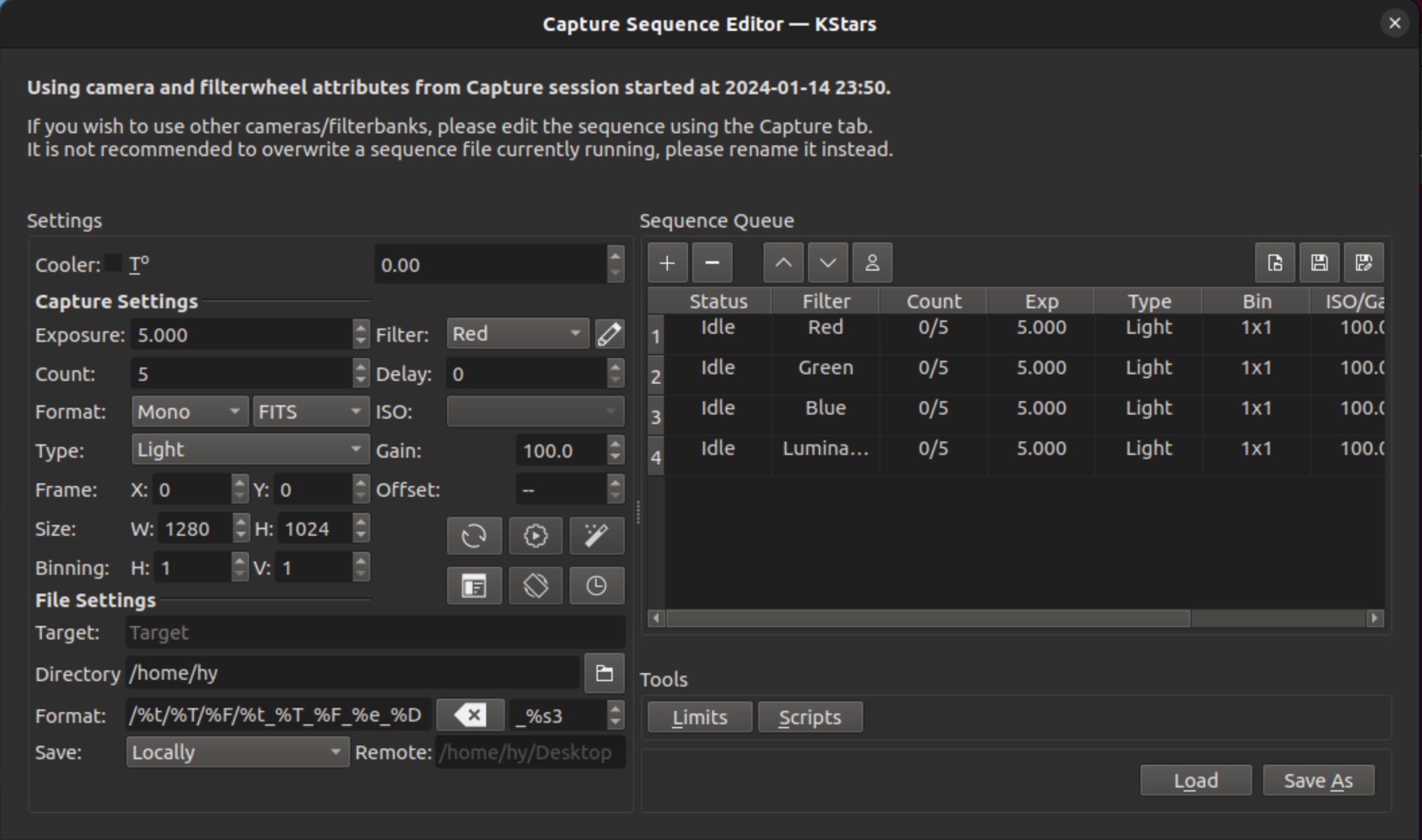 Capture Sequence Editor