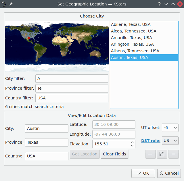 Set Location Window