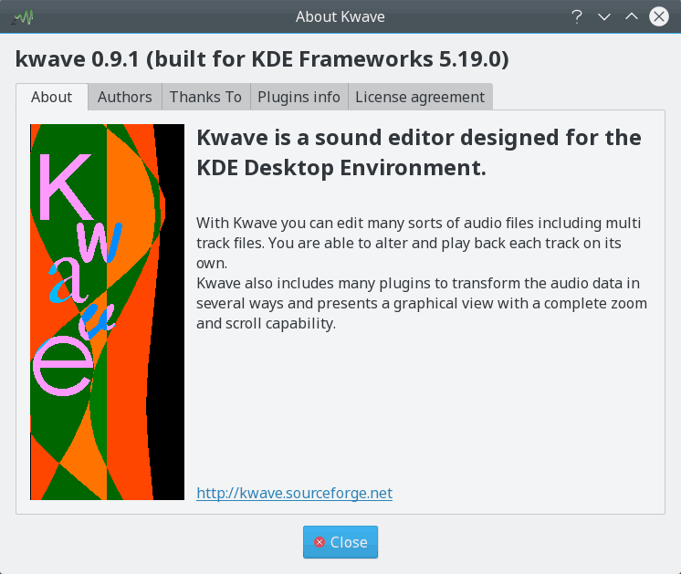 Screenshot of the About Kwave Plugin