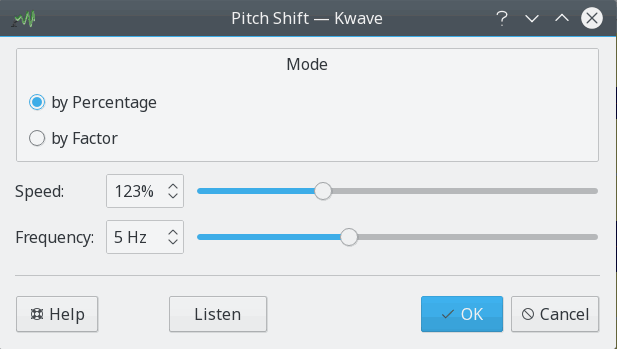 Screenshot of the Pitch Shift Plugin