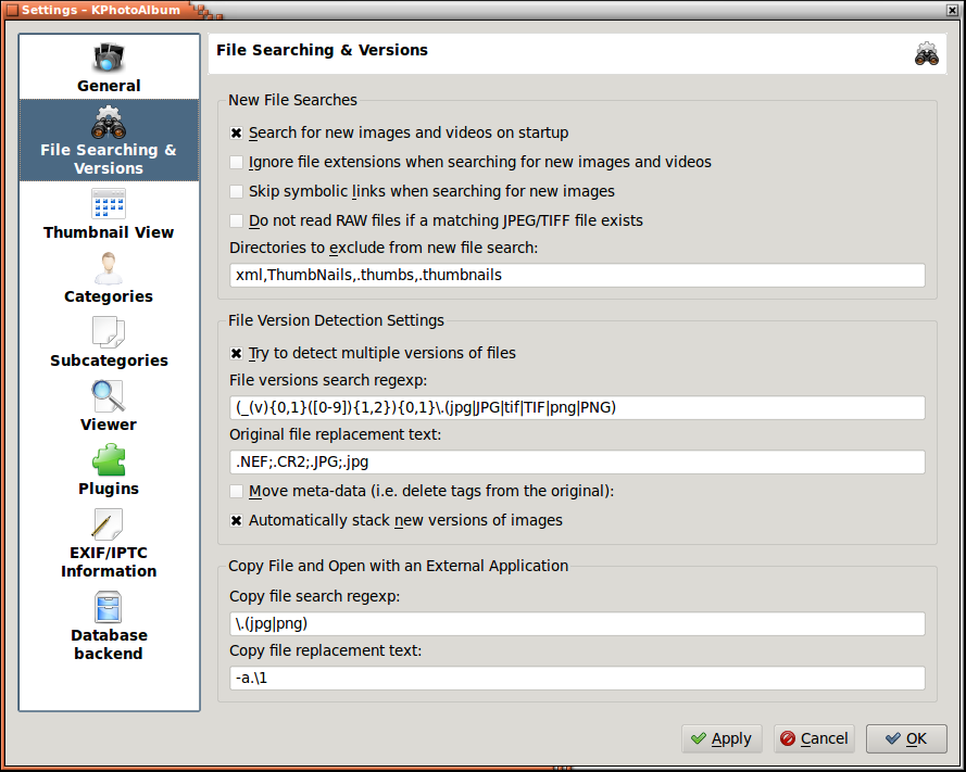 Recherche de fichiers & Versions