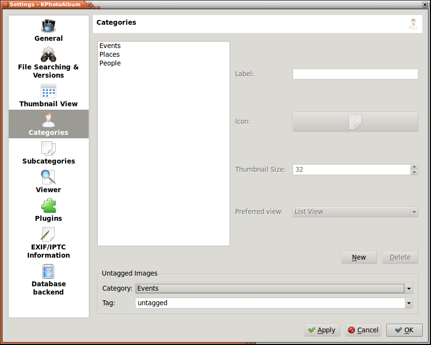 Configurer des catégories
