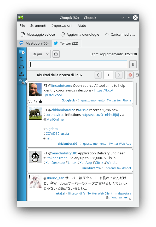 Funziona ricerca di Choqok