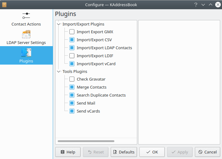 Una tercera captura de pantalla del diàleg «Configura el KAddressBook».