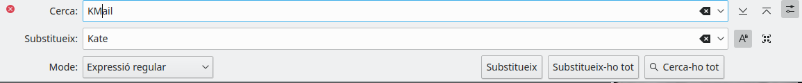 La barra de cerca i substitueix