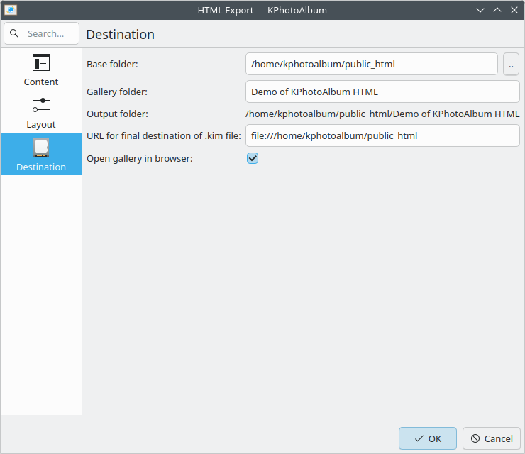 Configurar la destinació del generador d'HTML