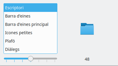 Configura la mida de les icones