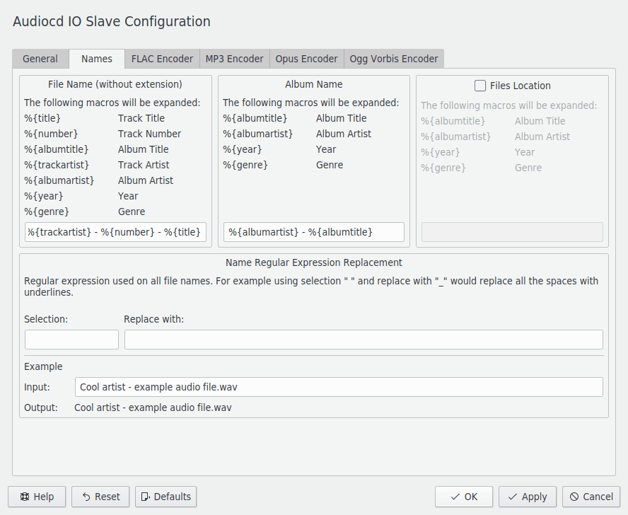 Die Karteikarte Namen
