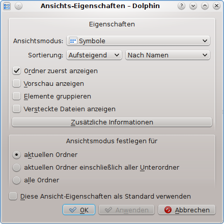 Der Dialog Anzeigestil.