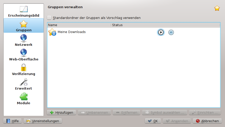 Gruppen in KGet