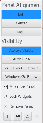 Kontrollleisten-Einstellungen