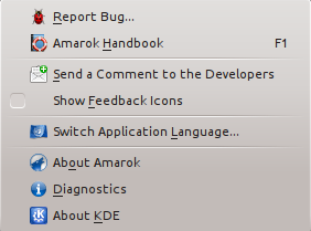 The Amarok help menu