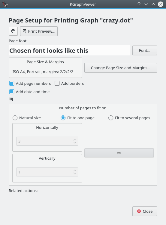 Page setup dialog