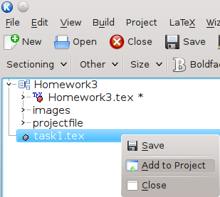 Adding a file to a project