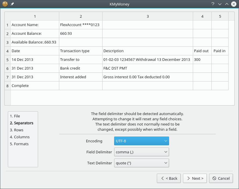 csv import wizard: separators