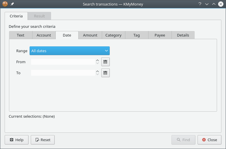 search transactions, criteria tab, date subtab
