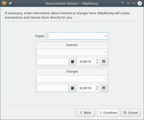 reconciliation wizard interest and charges