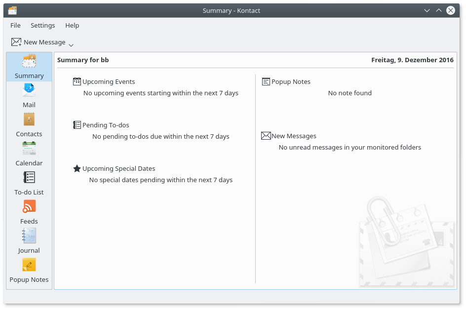 Kontact's Summary View