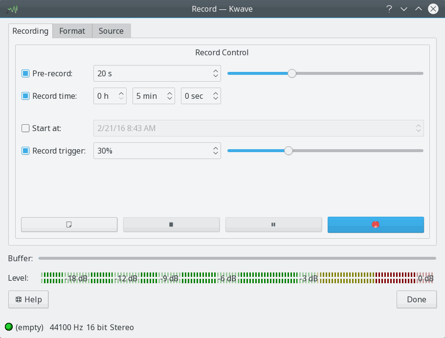 Screenshot of the Record Dialog