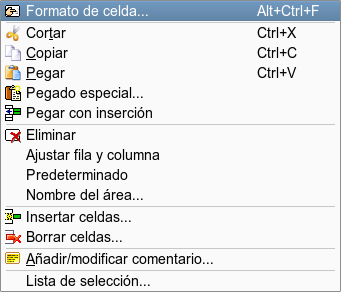Menú contextual del botón derecho del ratón.